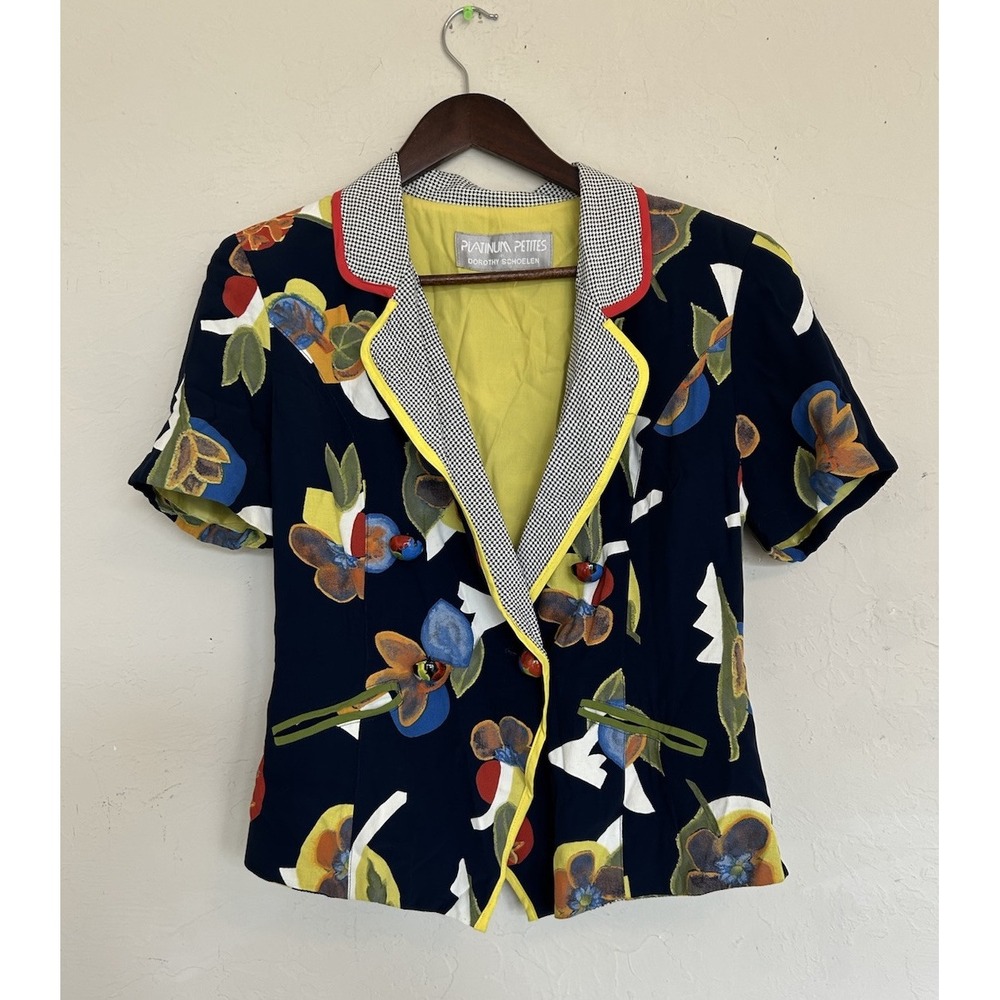 Vintage Platinum Dorothy Schoelen Skirt Jacket Set 10 M Artsy Colorful Retro NWT